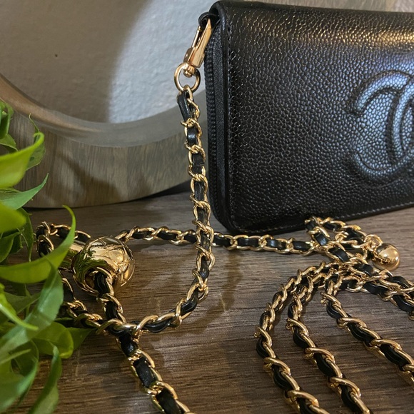 🖤🔱 Chanel Zippy Pearl Crush Wallet Chain Crossbody Shoulder Adjustable - Picture 3 of 13